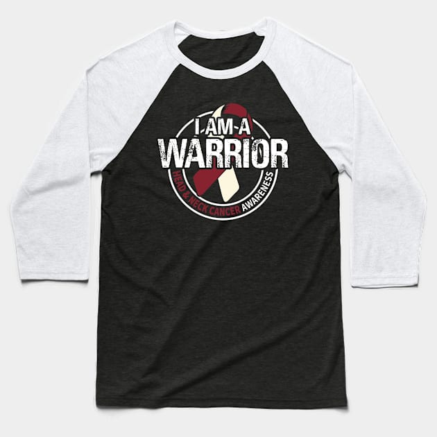 I Am A Warrior Head & Neck Cancer Awareness Ribbon Baseball T-Shirt by mateobarkley67